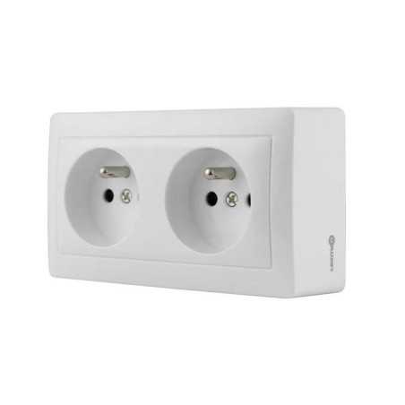 Double prise saillie surface blanc