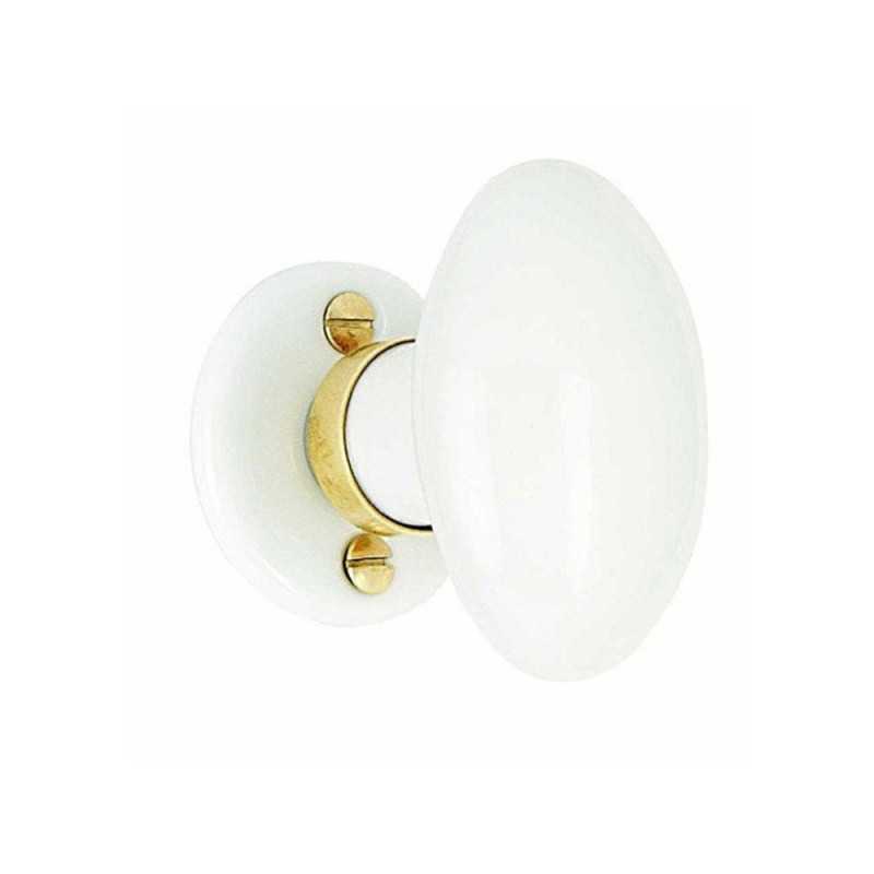 Bouton de porte porcelaine porcelaine de Limoges Laitonné