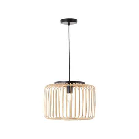 Suspension 1x e27 métal noir-naturel d.38 cm