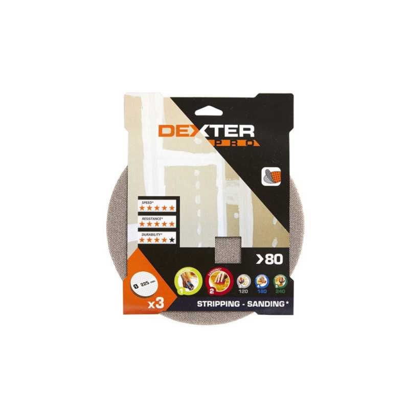 Lot de 3 disques abrasifspro 225 mm Grains 80