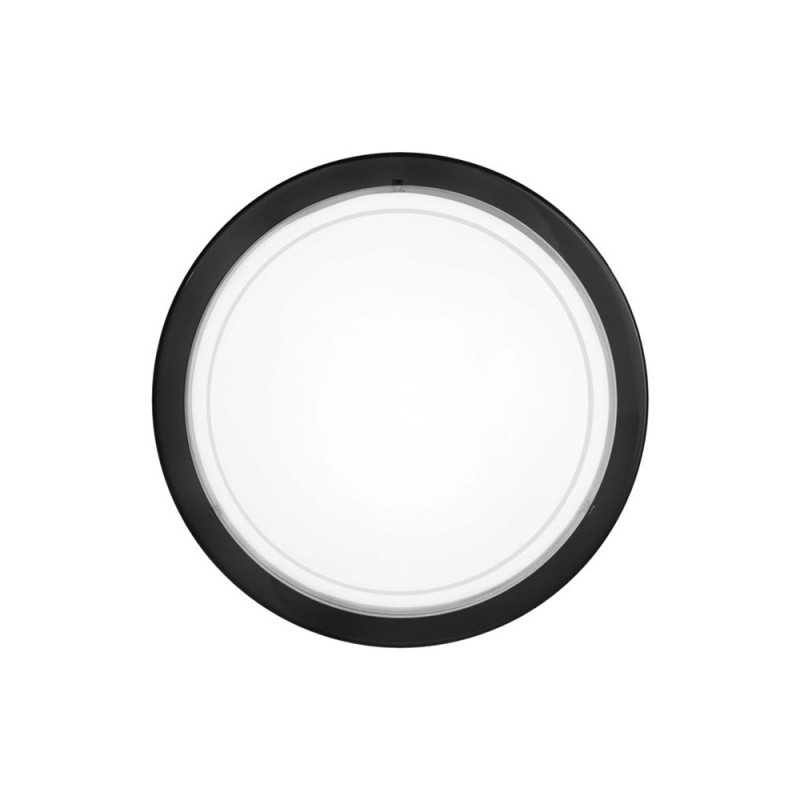 Plafonnier PLANET 1 E27 en métal noir et verre blanc satiné