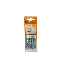 Lot de 8 Boulons Tête Cylindrique Acier Zingué L.50 X Diam.5 Mm Standers