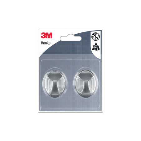 Lot de 2 crochets adhésif 3M argent 0.6 kg