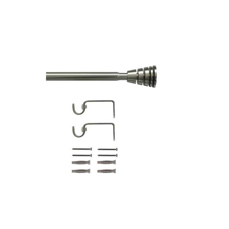 Kit de tringle à rideauAspyral Diam.16 mm Nickel mat 120-210 cm