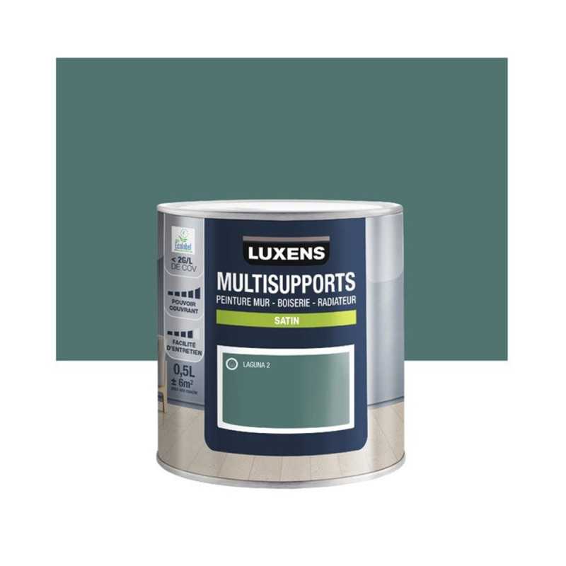 Peinture satiné mur boiserie et radiateur LUXENS Laguna 2 vert 0.5 litre