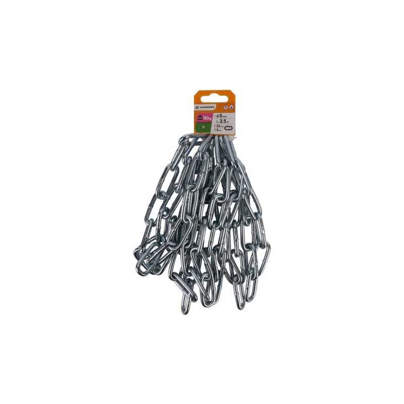 Chaine acier STANDERS diam. 5 x L. 21 mm x L. 2.5 m