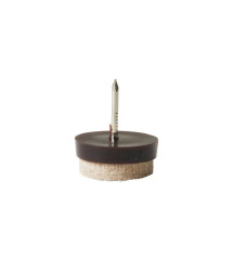 Lot de 4 patins feutre laine+clou marron 22mm