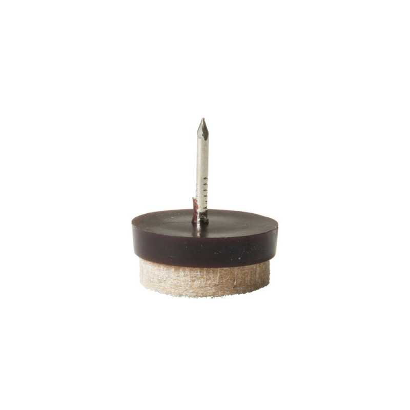 Lot de 4 patins feutre laine+clou marron 22mm