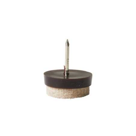 Lot de 4 patins feutre laine+clou marron 22mm