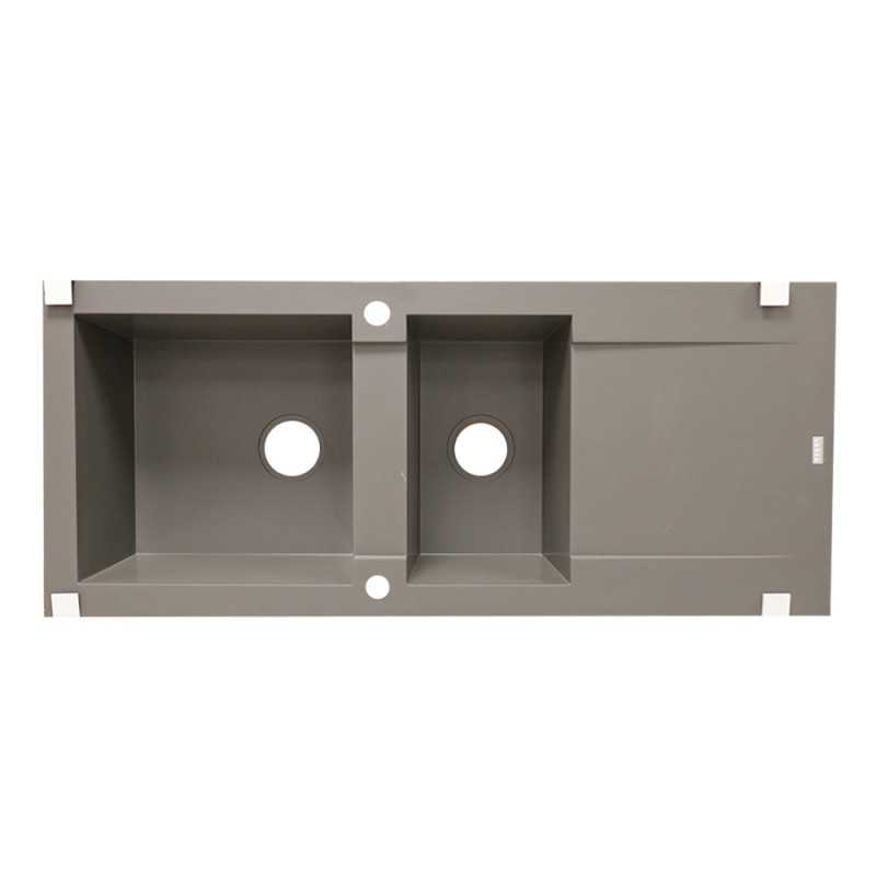 Evier à encastrer 2 bacs Dukkah gris beton *