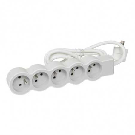 Rallonge multiprise extra-plate équipée de 5 prises 2P+T 16A 3680W 3m blanc