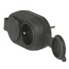 Fiche biplite étanche IP44 avec 2 prises 2P+T 16A noir