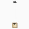 Suspension ELGORT E27 diam. 20 cm métal noir-bois