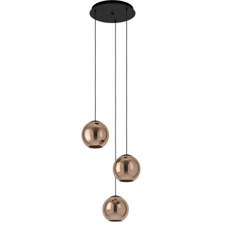 Suspension CORDOBA verre dépolie cuivre et noir 3XE27