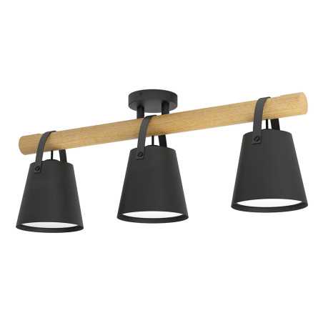 1 Plafonnier BOYLE en acier et bois 3XE27 60W