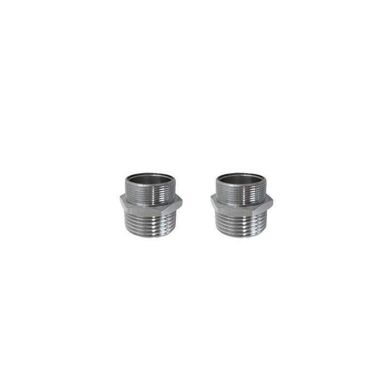 Lot de 2 raccords droits mâle 12 x 17mm chrome