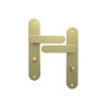 Ensemble de porte à condamnation aluminium laiton brossé entraxe 195 mm