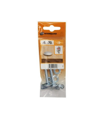 Lot de 2 boulons tête ronde et cou carré acier zinguéL.70 X Diam.6 Mm