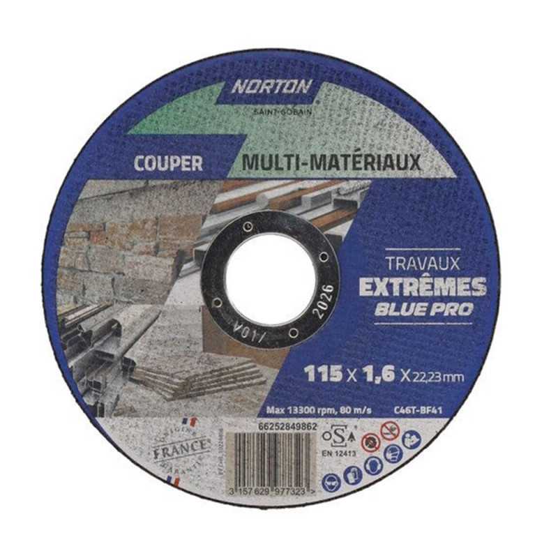 Disque à  tronçonner tous matériaux NORTON 115x16