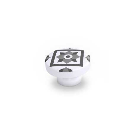 Bouton de meuble carreau de ciment gris foncé bois H.22 X L.39 X P.39 Mm