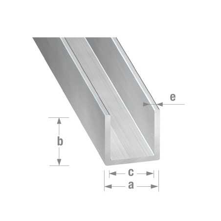Profilé U alu brut 15x19x15x15mm 2m