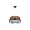 Suspension KANEL design métal noir-bois E27 diam. 45 cm INSPIRE
