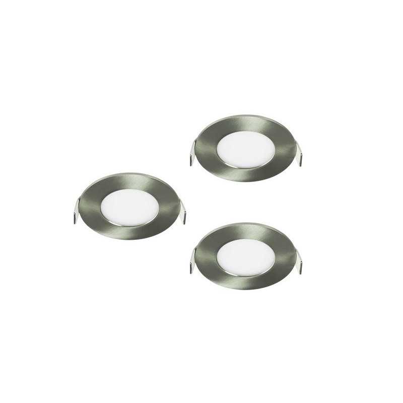 Lot de 3 spots encastrables led intégrée Extraflat IP44 rond Diam. 85 cm acier CCT Inspire