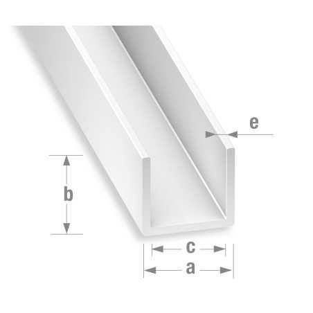 Profil U PVC blanc 10x14x10x1mm interieur 121M