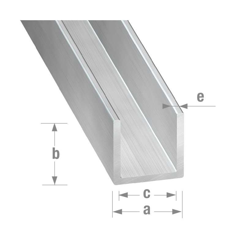 Profilé U alu brut 15x15x15x15mm intérieur 12mm 1M