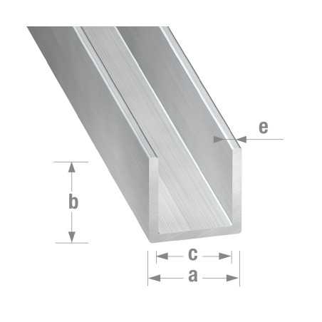 Profilé U alu brut 15x15x15x15mm intérieur 12mm 1M