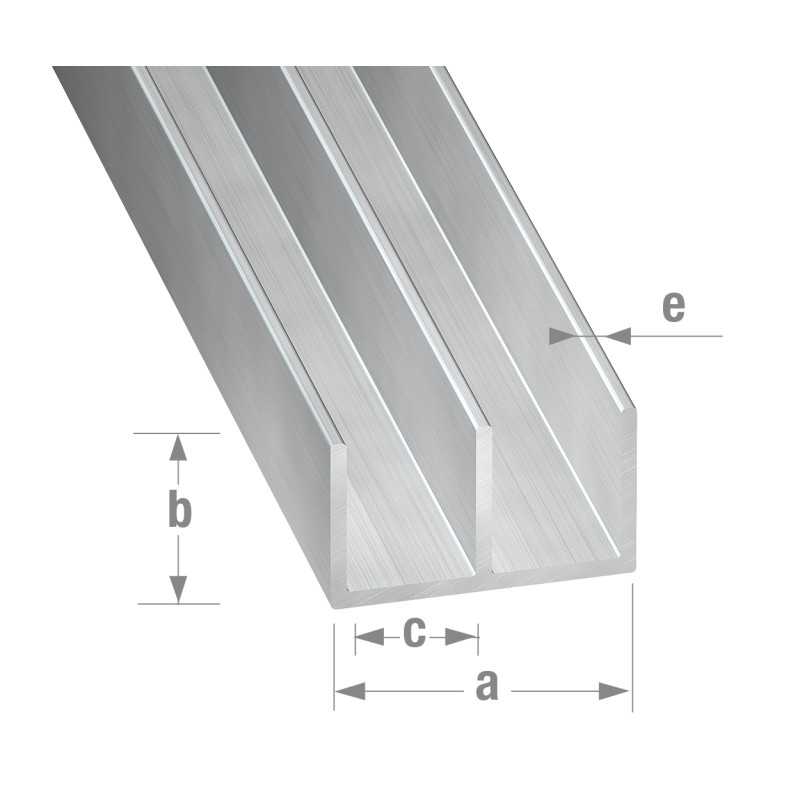 Profilé U Alu brut 10x16x10x13mm intérieur 6mm1M