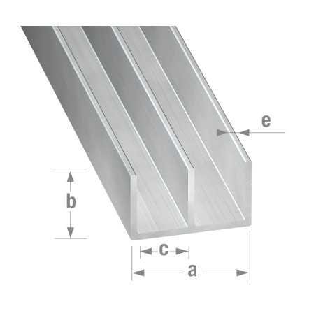 Profilé U Alu brut 10x16x10x13mm intérieur 6mm1M