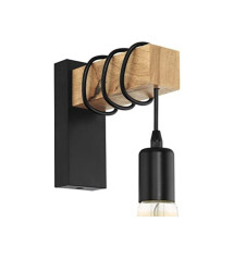Applique 1x E27 max 40W industriel métal noir EGLO Townshend | Sanifer