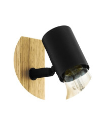 Spot patère en bois noir E27 max 10 W  Townshend noir | Sanifer