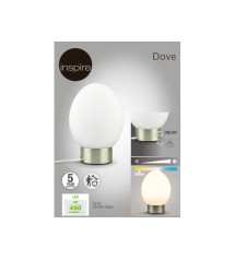 Lampe DOVE 230LM 3000K H24 métal NICKEl en verre gris  | Sanifer