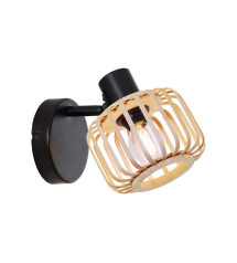 Spot patere Pecan E14 métal noir et bambou