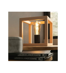 Lampe connectée ELGORT E27 H. 20 cm métal noir/bois   | Sanifer