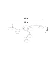 Plafonnier moderne à  6 têtes module led Loob    diam. 83 cm métal noir|Sanifer