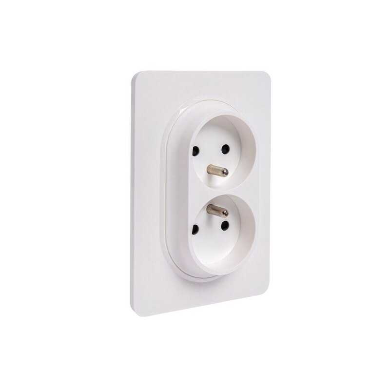 Bloc 2 prises avec boîte dencastrement 1 poste complet Lumiablanc