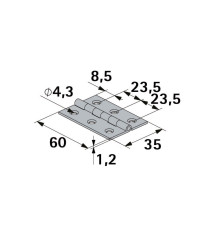 Charnière en acier pour meuble, HETTICH, L.60 x l.35 mm, noir | Sanifer