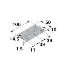 Charnière en acier pour meuble, HETTICH, L.100 x l.50 mm, noir | Sanifer