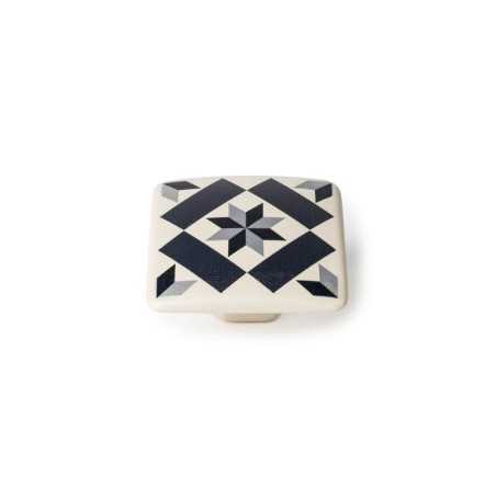 Bouton de meuble carreau de ciment noir Zamak Peint H.20 X L.37 X P.37 Mm