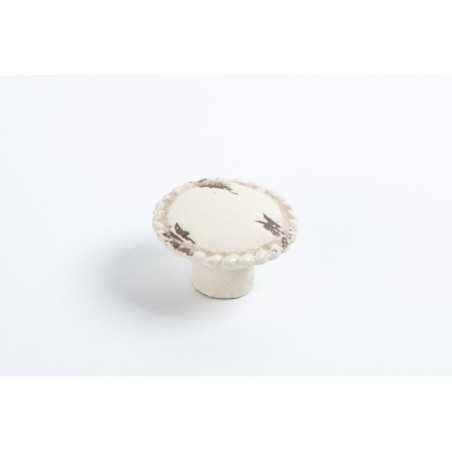 Bouton de meuble rond porcelaine creme Vieilli H.28 X L.44 X P.44 Mm