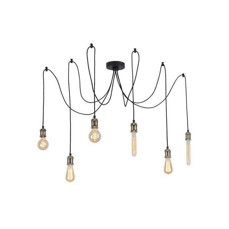 Suspension E27 Style Industriel Araignée Métal 6 Lumières