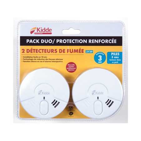Lot de 2 détecteurs de fumée KIDDE3 ans