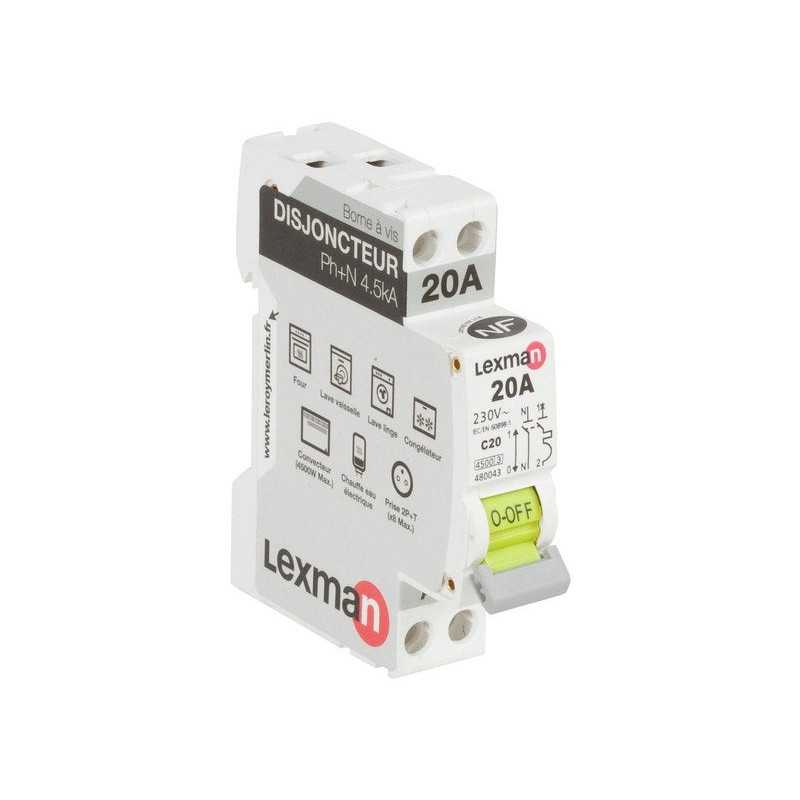 Disjoncteur phase + neutre20 A