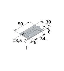 Charnière en acier pour meuble, HETTICH, L.50 x l.30 mm, noir | Sanifer