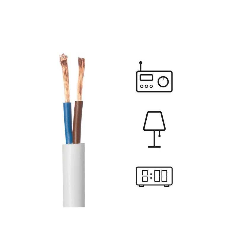 Câble ho3vvf 2x0.75blanc15 métres