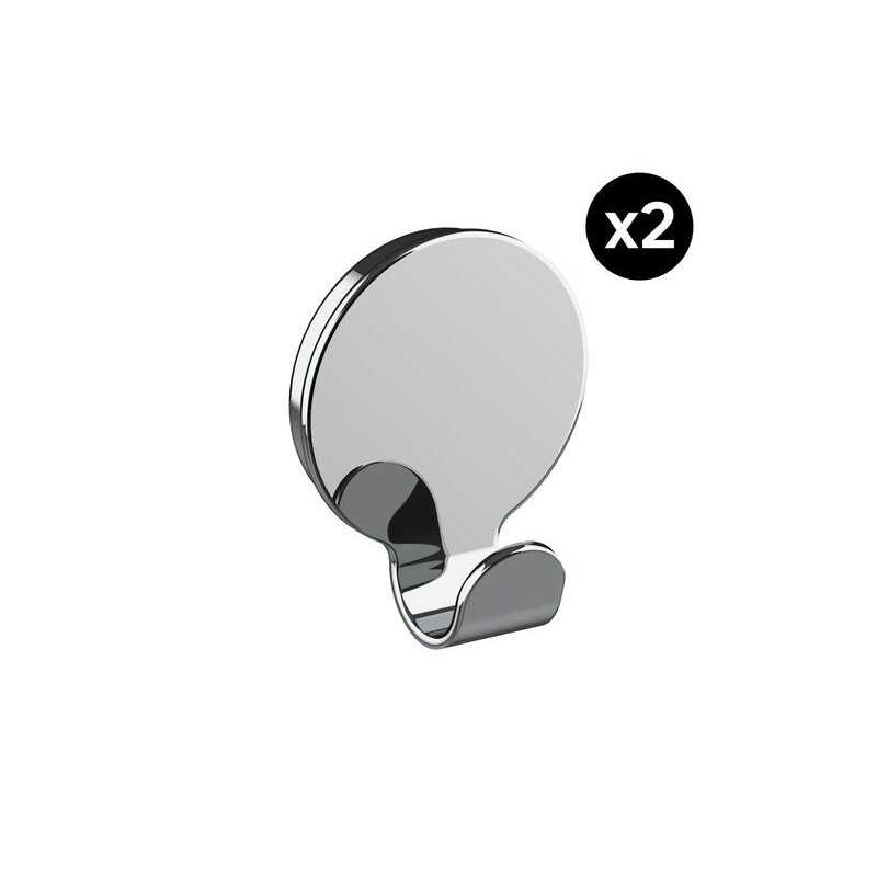 Lot de 2 crochets pour salle de bains fixation au choix simple   Essential chromé -  - meilleure qualité