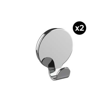 Lot de 2 crochets pour salle de bains fixation au choix simple   Essential chromé -  - meilleure qualité
